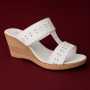 Papuci dama albi din piele naturala cu platforma wedge perforata PAP46A